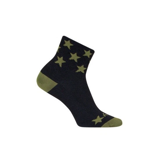 Meias - SockGuy - Lã Scout 3" L/XL Ciclismo/Corrida NOVO Padrão Estrela Preta HOMENS - Imagem 3 de 4