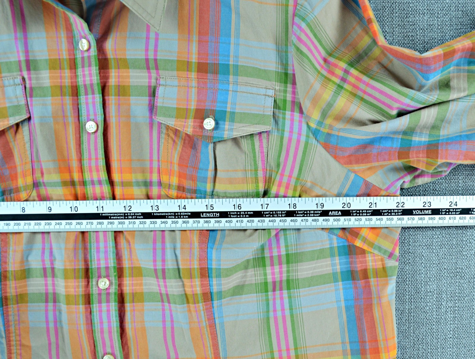 Tommy Hilfiger Shirt Women's 16 Plaid Top Roll Tab Sleeves 3/4 Sleeve Blouse thumbnail 7