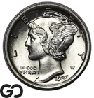 1923 Mercury Dime, Full Split Bands, Lustrous Gem BU++ FSB