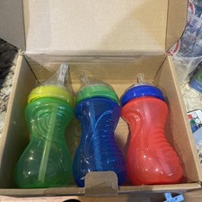 Nuby Boy No-spill Sippy Cup With Flex Straw 10 Ounce 3 Piece 95327 