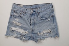 Vtg Y2K Levis 501xx Womens 26 Premium Button Fly Cut Off Denim Jean Shorts Blue