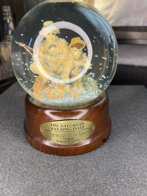 Norman Rockwell  Fishing  Snow Globe 1929 Saturday Evening Post Vntg Clear Water
