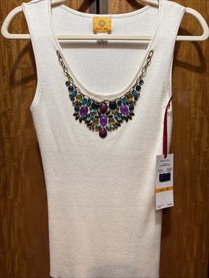 Rudy Rd. Embellished Women's Sleeveless Light Sweater Knit Tank Top, Size S