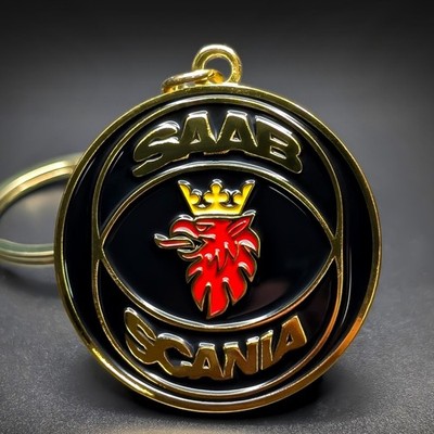 Saab Badge Keychain Metal Black Emblem Sonett 900 340 Gripen Scania 9-3 9-5 Gift