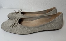 Vionic Klara Ballet Flats Knit Comfort Shoes Oatmeal Gold Bow Women  s Size 9.5