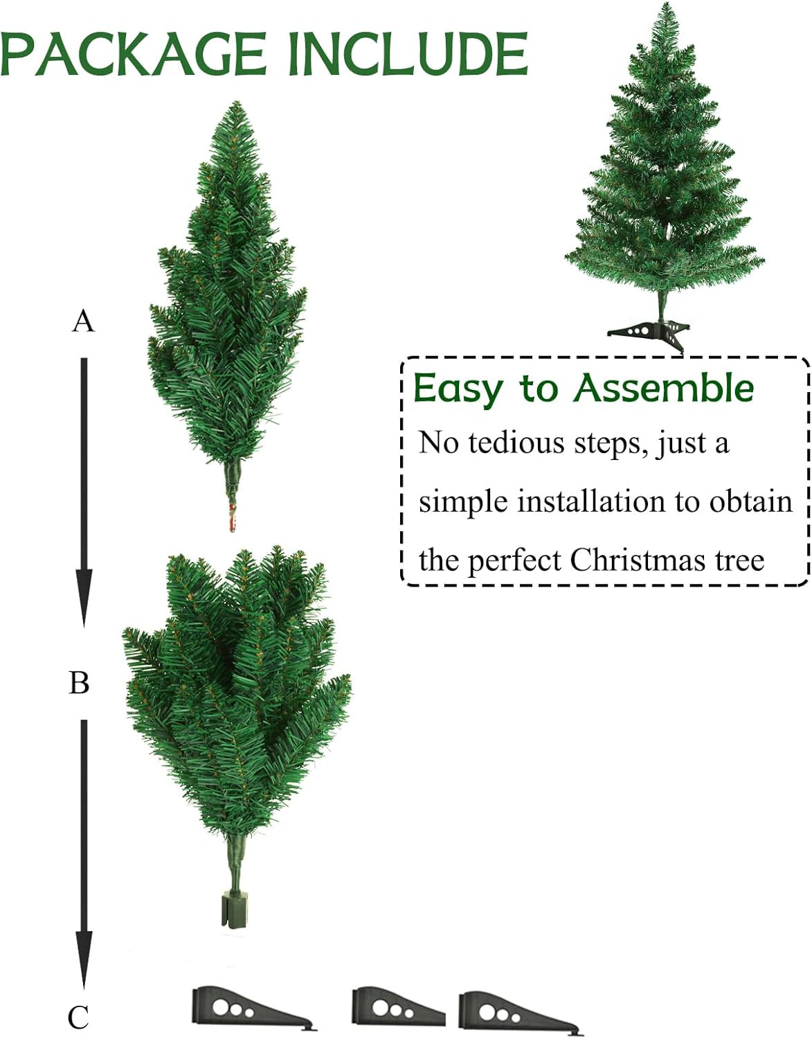 2FT Artificial Christmas Tree Tabletop Christmas Tree with Plastic Stand Mini Xm