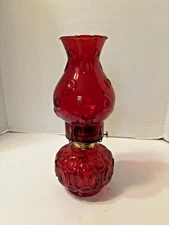 L.E. SMITH RED MOON & STAR 12" LAMP (ASIS)