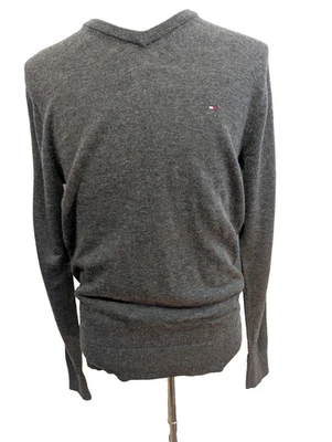Pull Col V Tommy Hilfiger Gris Foncé Laine Lavable en Machine - Taille M - Photo 1/4