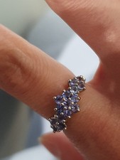 Cluster-Ring 9 kt Gelbgold Tansanit Größe K 1/2