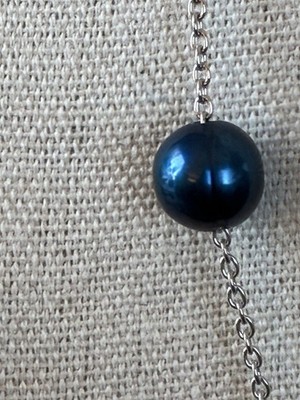 Perlenkette verstellbar 15-17 Zoll blau geringelt