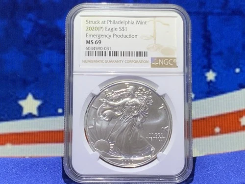 2020 P 🇺🇸 American Silver Eagle - Emergency Production NGC MS69