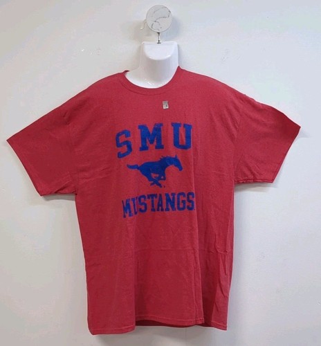 Port & Company SMU Mustangs Distressed Retro Logo Mens T Shirt Large Red Heather
