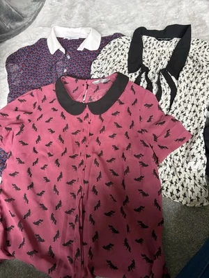 Bundle 3 Sheer summer pretty Peter Pan collar Blouses Size 12 - Image 1 of 4