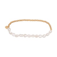 Cai Women Stretch-Armband 925 Sterling Silber Gelb Vergoldet Perle Damen Neu Cai
