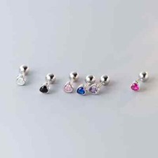 925 Sterling Silver Full Stone Heart Stud Earrings Women Girls Jewellery Gift UK