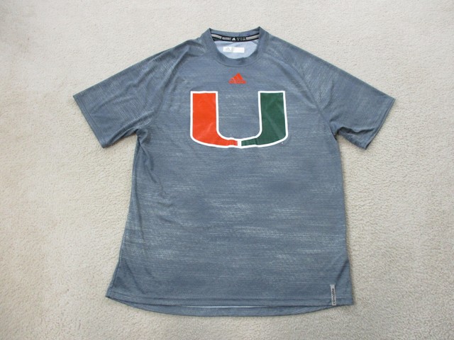 Adidas Miami Hurricanes Shirt Adult Extra Large Gray Orange Dri Fit UM Football | eBay