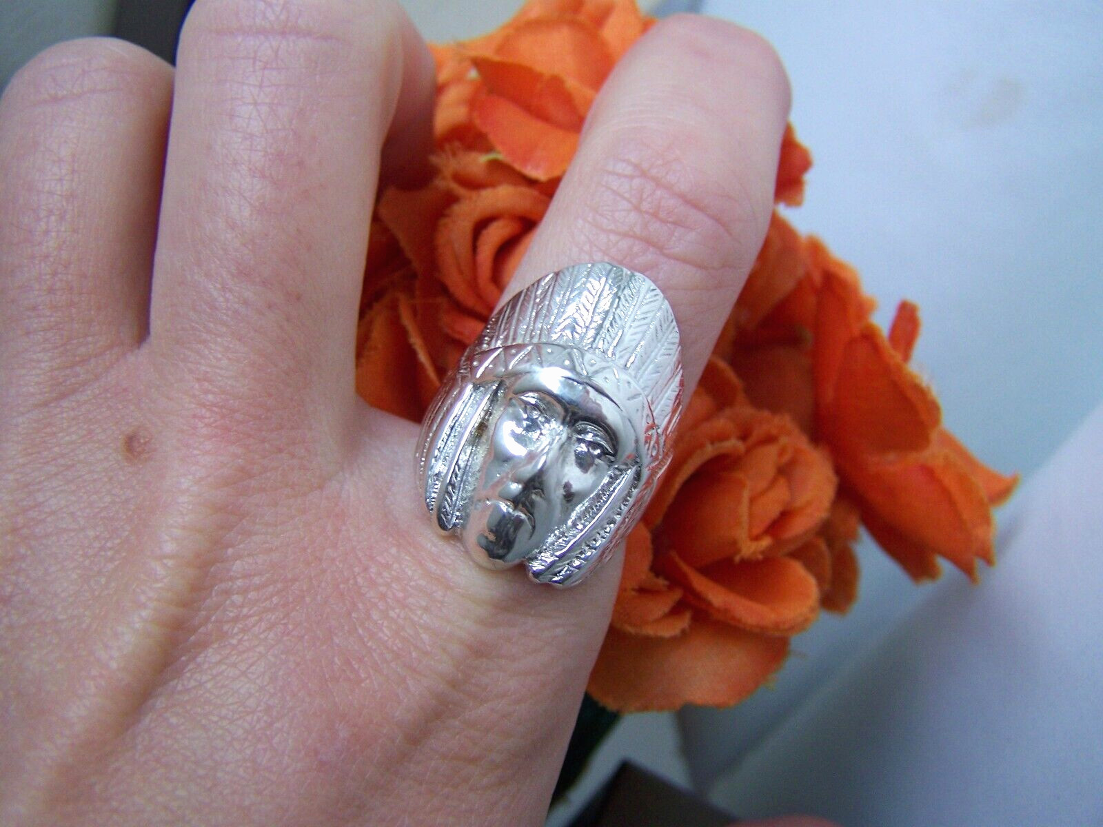 SUPERB HEAVY LARGE SOLID 925 STERLING SILVER NATI… - image 2