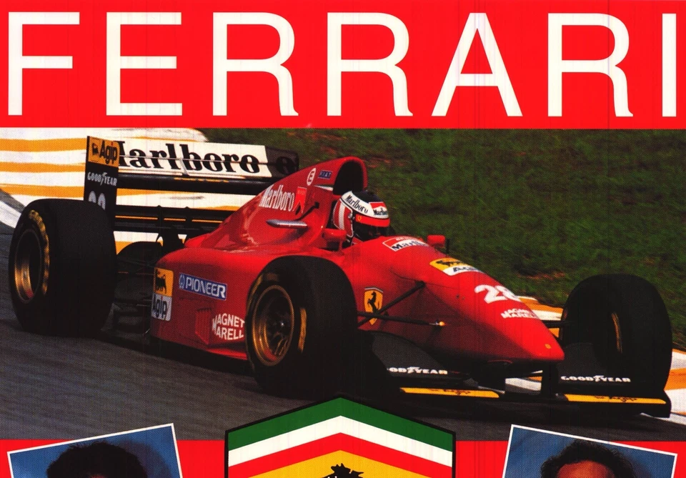 F1 POSTER ~ Team Ferrari VINTAGE 24x36" UK Jean Alesi Gerhard Berger Formula 1 - Image 2 of 4