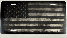 Us Usa Rustic American Flag Car Tag Laser Engraved Matte Black License Plate