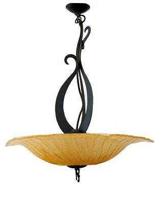 KALCO LIGHTING 5679-AC Amber Solstice Glass and Bronze Chandelier