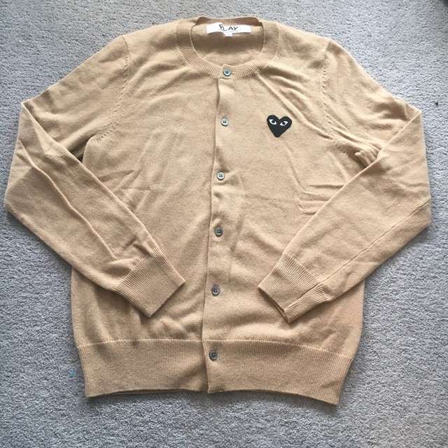 cdg cardigan beige