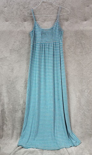 Calvin Klein Maxi Dress Womens 10 Gray Blue Stripe Scoop Neck Sleeveless - Picture 3 of 10
