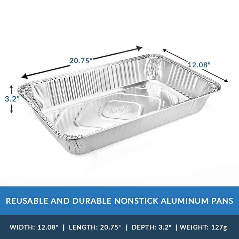 Disposable Aluminum Full Size Medium - Shallow Baking Pan 20.75 X 12.75 X 2.2 - Image 2 of 4