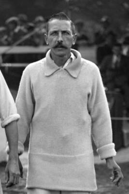 Ernest Robson Of Somerset The Veteran Going Out To Field 1920 Old Cricket Photo