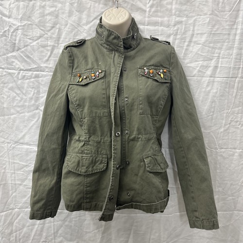 Vintage Jolt Embellishments Women XS Brown Military Jacket Patches - Picture 2 of 9