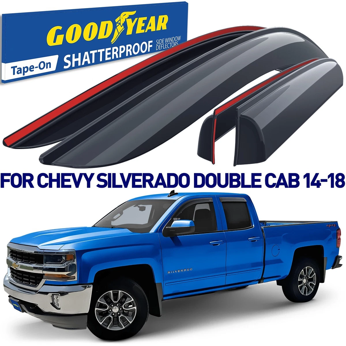 Rain Guards Vent Visors Shade for 2014 2018 Chevrolet Silverado