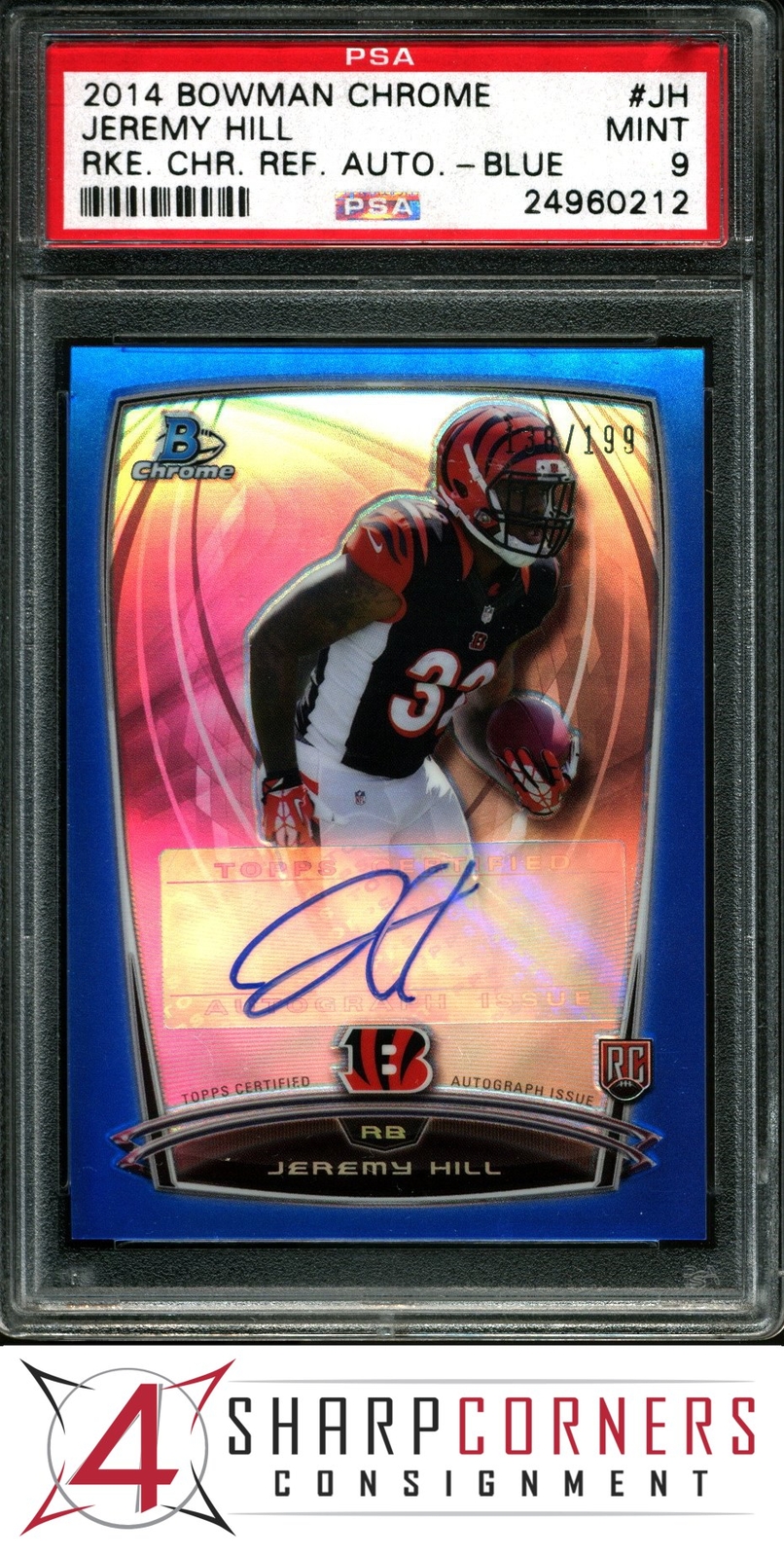 Jeremy Hill Bowman Chrome Rookie Chrome Refractor Autographs #JH Blue