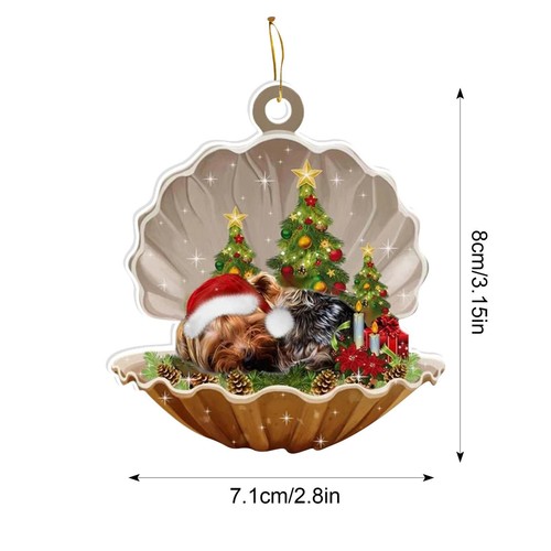 2D Shell Dog Christmas Ornament Acrylic Christmas Tree Hanging Ornament Decor - Foto 3 di 16