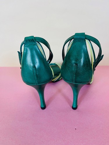 Rari sandali intrecciati vintage Find Faith in pelle verde. Nuovissimo. Taglia UK4/IT37 - Foto 7 di 8