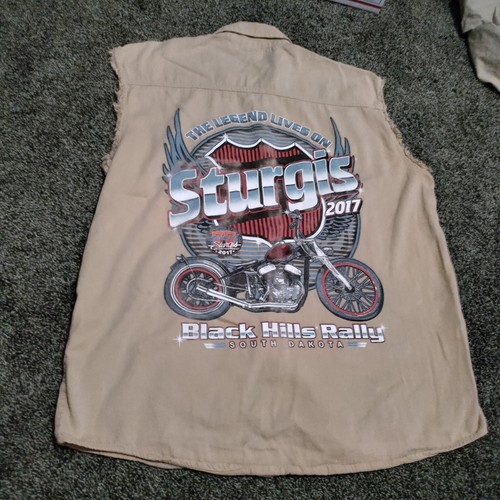 Camisa Sturgis Sin Mangas 2007 67th Black Hills Rally Motociclista Botón Chaleco Para Hombre XL - Imagen 2 de 17