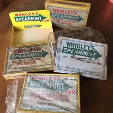 3 RARE ORIGINAL 1935 VINTAGE WRIGLEY’S SPEARMINT CHEWING GUM ARCHIVE BOXES Proof