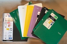 Lot of 7 MEAD 5 STAR Poly Folders, 1 College Notebook See details in description