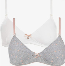 2 Pack Royce Superstar Bras Grey Marl & White Wirefree padded starter teens Bra