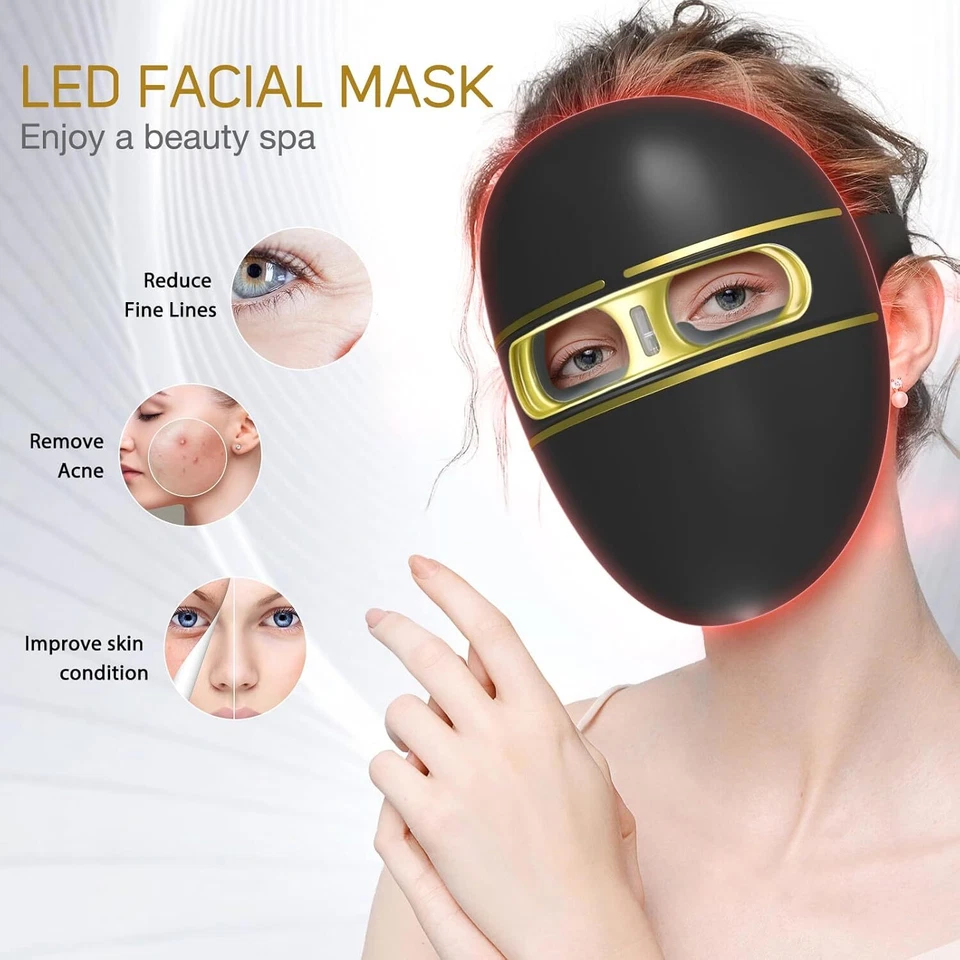 Máscara facial LED inalámbrica terapia de luz máscara facial cuidado de la piel terapia de luz roja y azul Foto 3 de 4