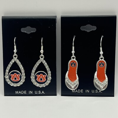 2 Pair Of Auburn Tigers Diamond Shape Earrings College Jewelry Y2K Flipflop