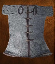 Chainmail Hauberk Open Shirt, 10MM Flat Riveted Open Chainmail Shirt For, Valent