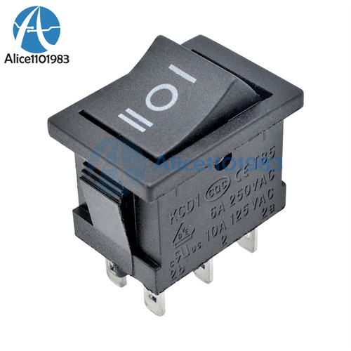 2PCS 6Pin DPDT ON-OFF-ON 3 Position Snap Boat Rocker Switch AC 6A/250V 10A/125V - 第 1/7 張圖片