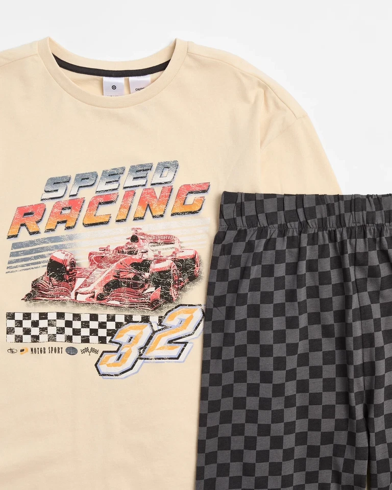 Мальчики размер 12 скорость гонки автомобилей царапины хлопок середины сезона пижамы цель новый 251 - Изображение 3 из 4