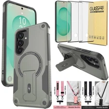 For Samsung Galaxy S25/Plus/Ultra/Edge 5G Stand Case Rugged Cover Tempered Glass