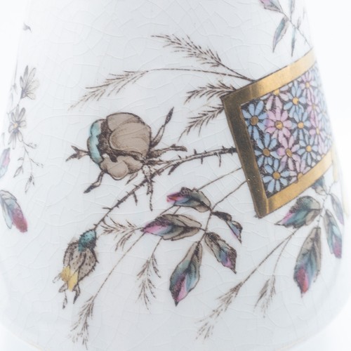 Jarrón antiguo de la década de 1890 Wheeling Pottery Co piedra China japonés asiático flor oro - Imagen 7 de 12