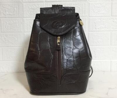 極美品 MULBERRY 3WAY リュック レザー シボ革 ハンドバッグ 黒 Mulberry Genuine Leather 2way Shoulder Backpack Bag Dark