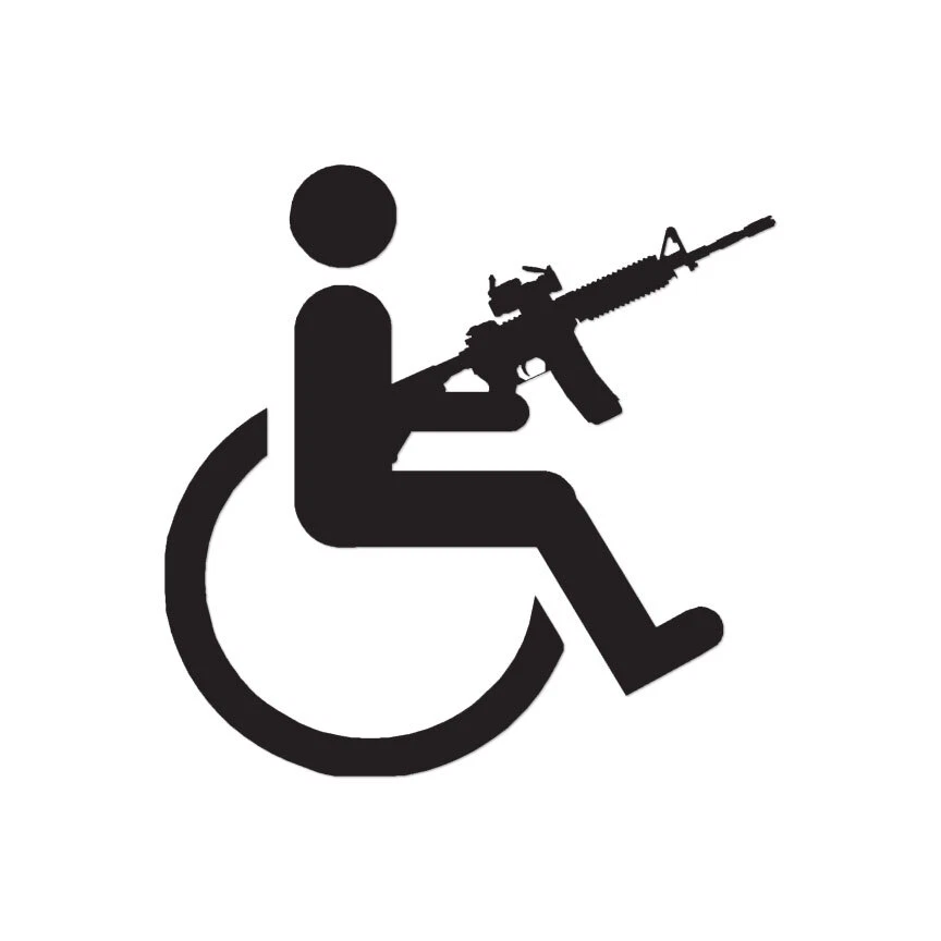 SOUTHERN DECALZ Handicap Gun Wheelchair - Decal Sticker - Multiple Colors & Sizes - ebn3134