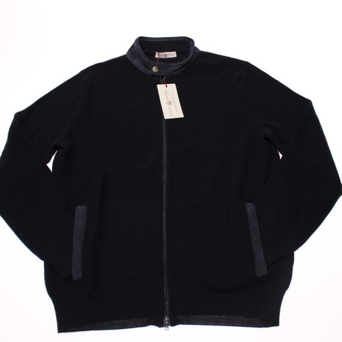 Giacca Luciano Barbera nuova con etichetta maglia full zip taglia 50 US M blu 100% lana - Foto 3 di 8