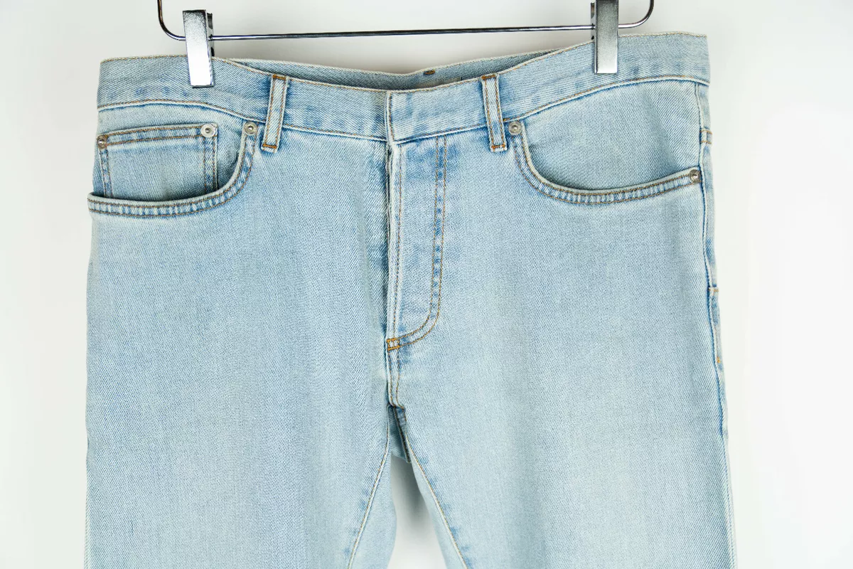 DIOR HOMME Blue Denim Jeans Skinny Slim 31 32 33 Light Wash New Faded 17.5 CM