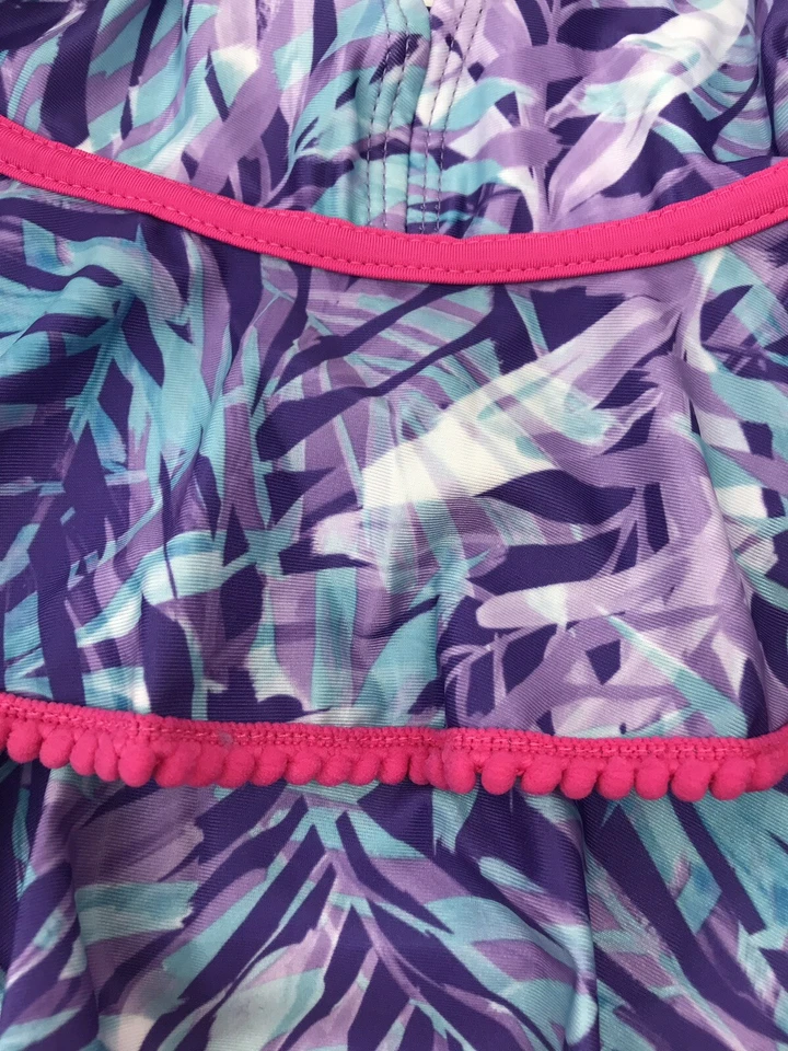 Jantzen Niñas 5 Tropicana Pompón Tankini 2 Piezas Traje de Baño Follaje UPF 50+ Nuevo $38 Foto 2 de 4