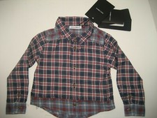 NEW $165 Dolce&Gabbana D&G Kids Baby Boys 9-12 M Long Sleeve Button Check Shirt